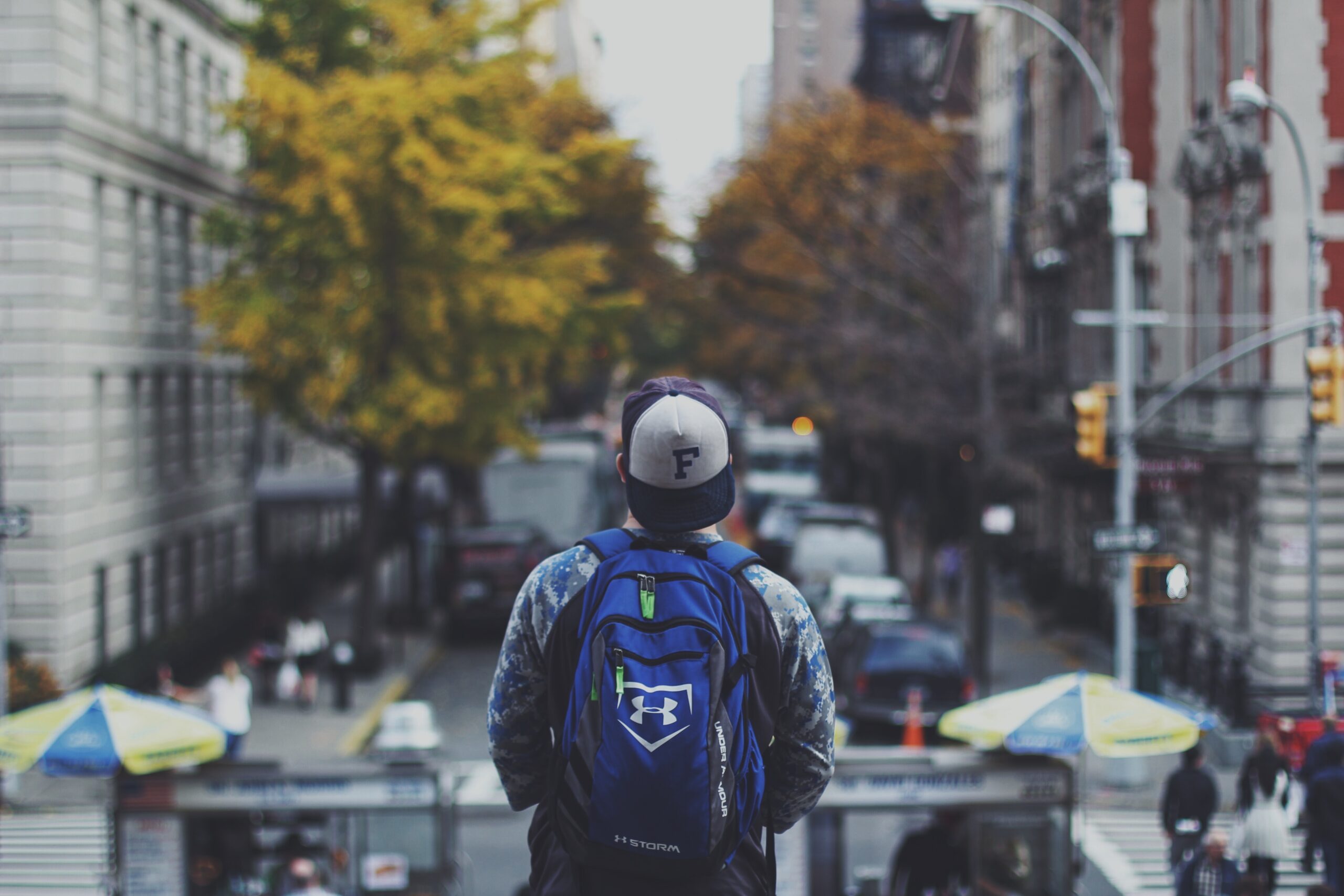 student preparing for his daily commute